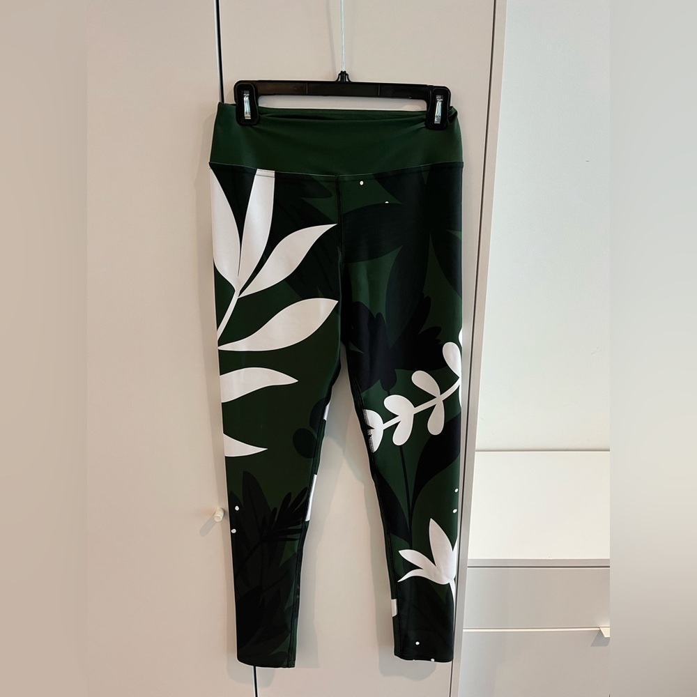 Loony Legs London Green Floral Active Leggings, One Size NWOT